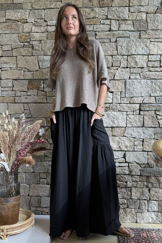 Basso Shirring Sailor Pant Black